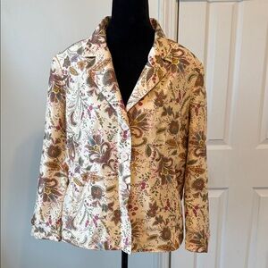 Appleseeds Petite 100% Silk Paisley Jacket Blazer Size 14P